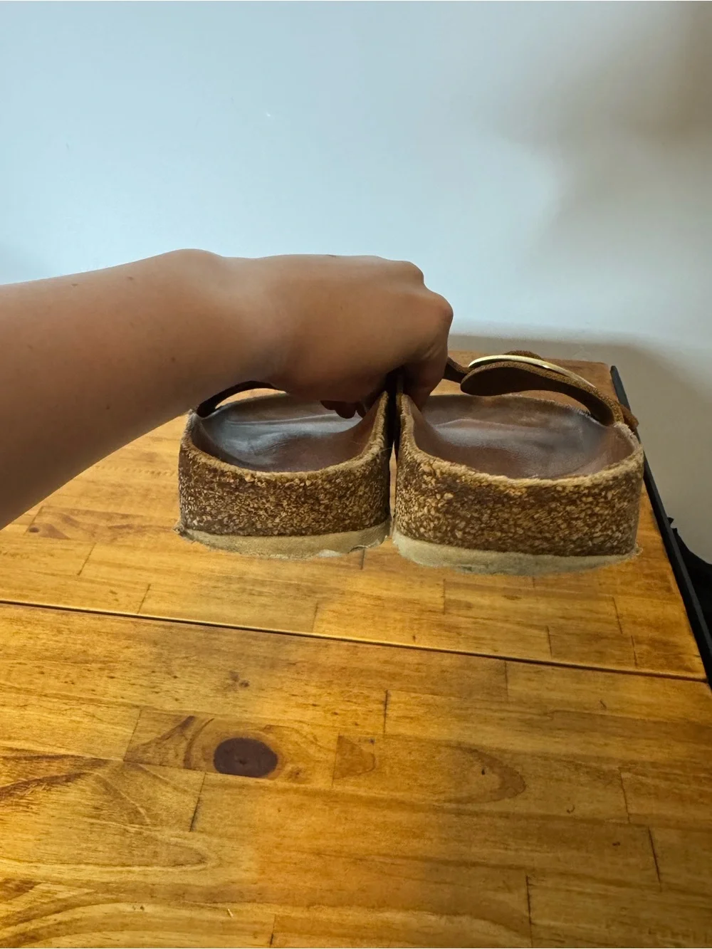 Birkenstock Madrid Big Buckle Nubuck Leather Brown Slide Sandals Size 40